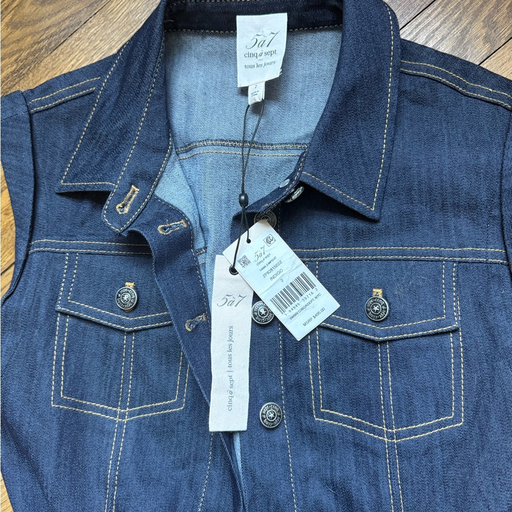 Cinq a Sept Blue Flare Jeans jumpsuit size 2 NWT
